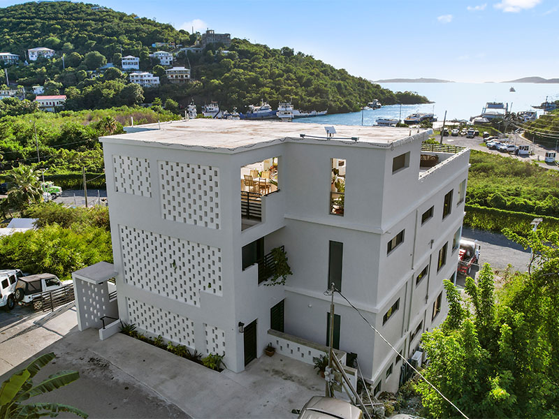 Modern architectural design featuring geometric perforated walls